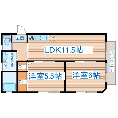 名取駅 徒歩18分 2階の物件間取画像